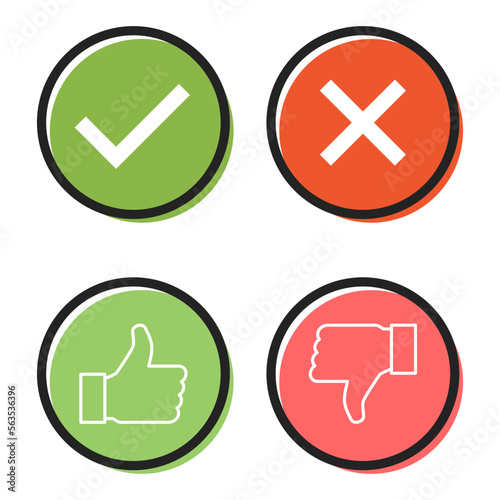 Set of check do dos mark, correct wrong sign, vector illustration choice icon