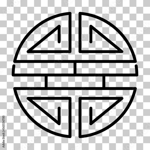 Traditional shou icon, spiritual isolated shu flat symbol, asian vector illustration