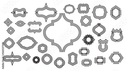 様々な形のシンプルタイトル枠フレーム。モノクロベクターイラスト素材セット