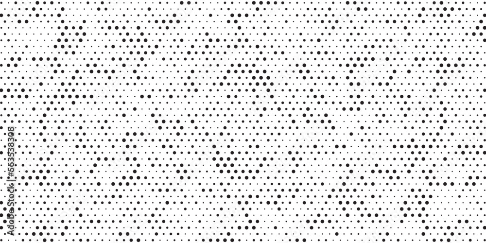 Monochrome Dots Background. Fade Texture. Vintage Pop-art Backdrop. Grunge Black and White Overlay. Vector illustration