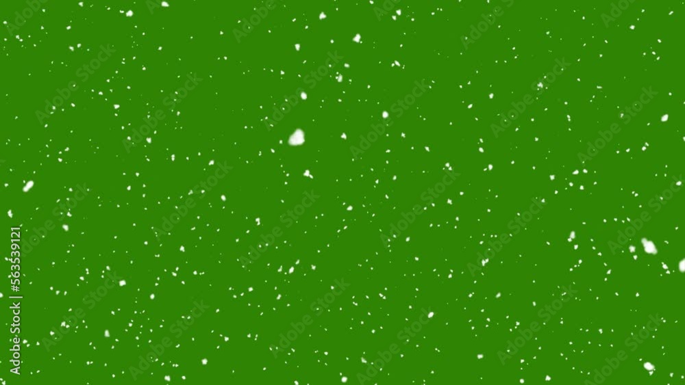 Snow falling on green screen background