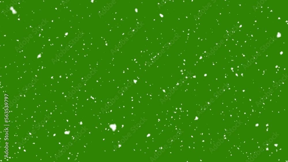 Snow falling on green screen background