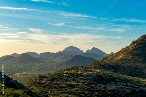 Rolling moutains and mounds in the hillsides of Arizona in Tuscon southwest american united states in late sunset © Aaron