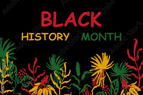  Celebrating Black History Month 2023 .Celebrated annually in February in the USA and Canada. Cover, banner, signboard, design concept, social media post, template.