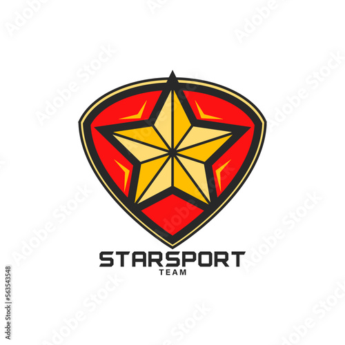 star sport team red and gold logo with shield