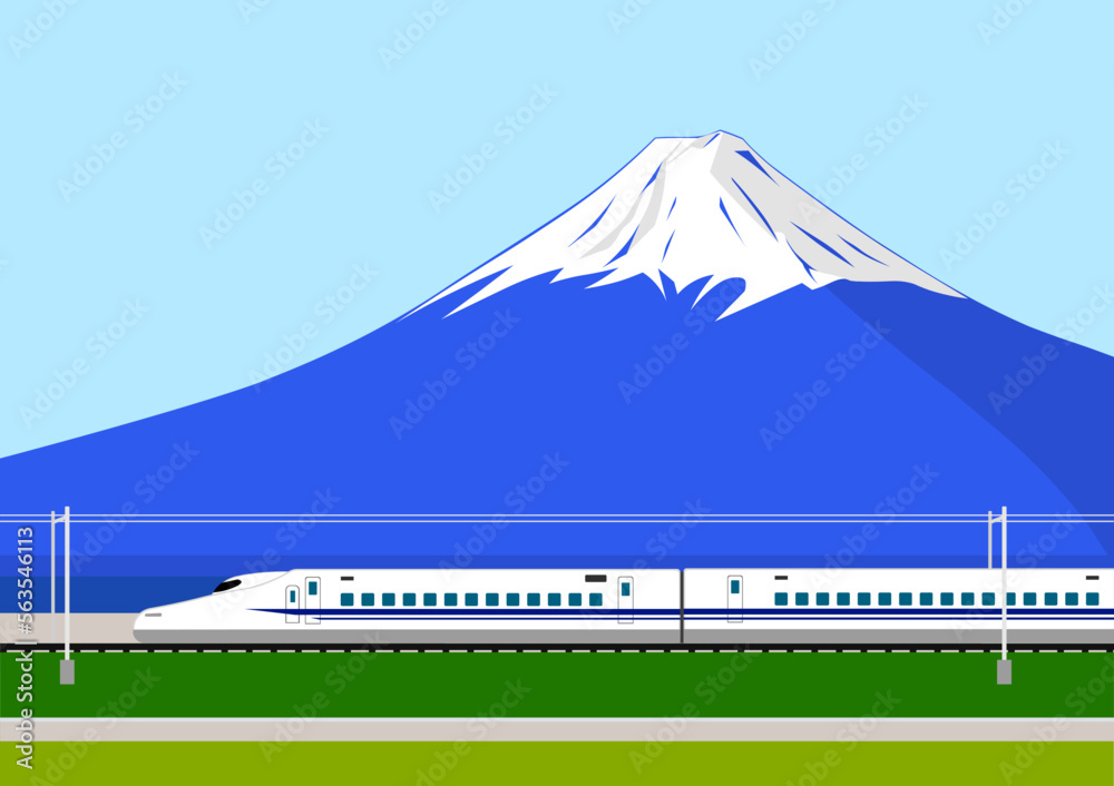 富士山の前を走行する新幹線