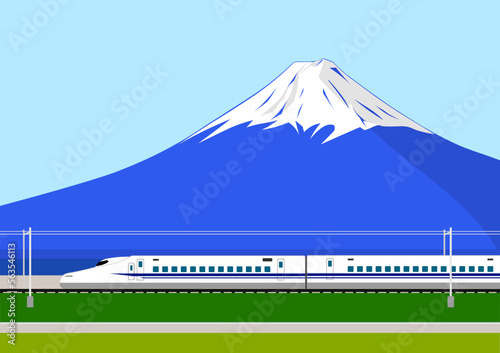 富士山の前を走行する新幹線