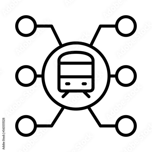 Connection Isolated Silhouette Solid Line Icon with connection, public-transport, rail, train, train-station, transport Infographic Simple Vector Illustration