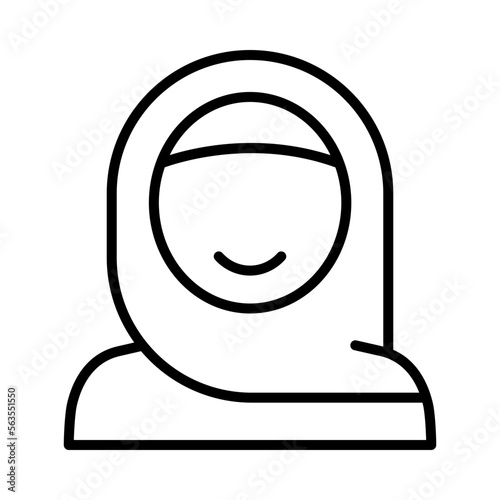 Hijab Isolated Silhouette Solid Line Icon with hijab, head-covering, islam, musilm, religion, women Infographic Simple Vector Illustration photo