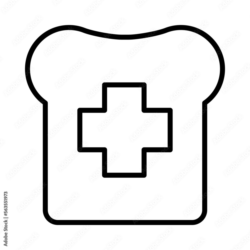 Obraz premium Bread Isolated Silhouette Solid Line Icon with bread, cooking, fibre, food, health, nutrition Infographic Simple Vector Illustration