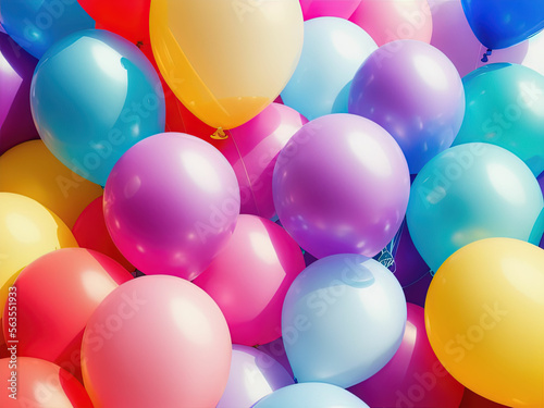 Many colorful balloons. Generative AI