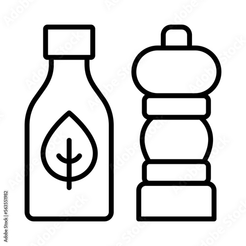 Condiments Isolated Silhouette Solid Line Icon with condiments, food, health, nutrition, oil, pepper Infographic Simple Vector Illustration