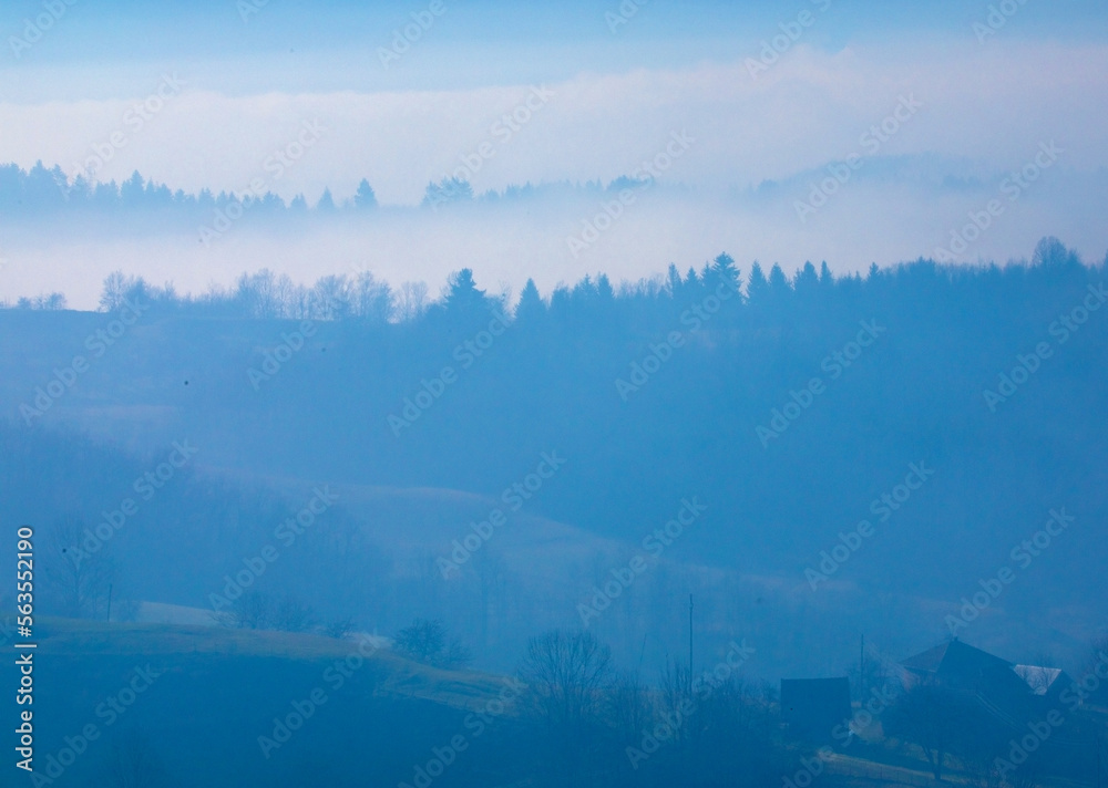 Fog in the mountains around Sarajevo