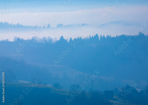 Fog in the mountains around Sarajevo