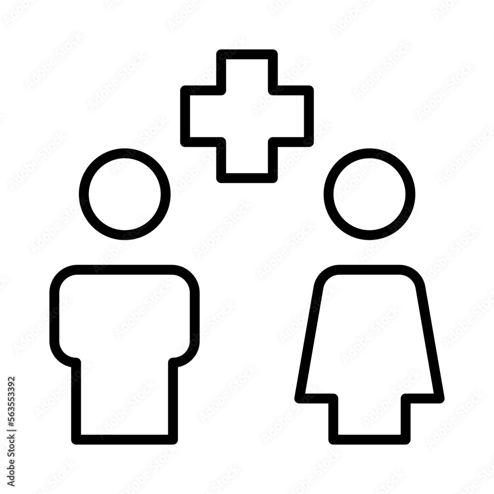 Obraz premium Patients Isolated Silhouette Solid Line Icon with patients, health, healthcare, medical, medicine, waiting-room Infographic Simple Vector Illustration