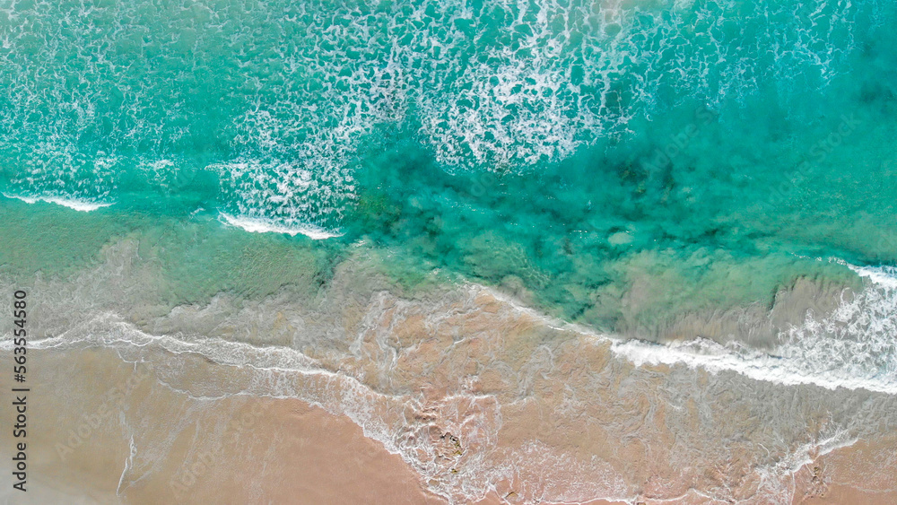 Beautiful waves along Pennington Bay, Kangaroo Island overhead aerial view