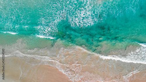 Beautiful waves along Pennington Bay, Kangaroo Island overhead aerial view