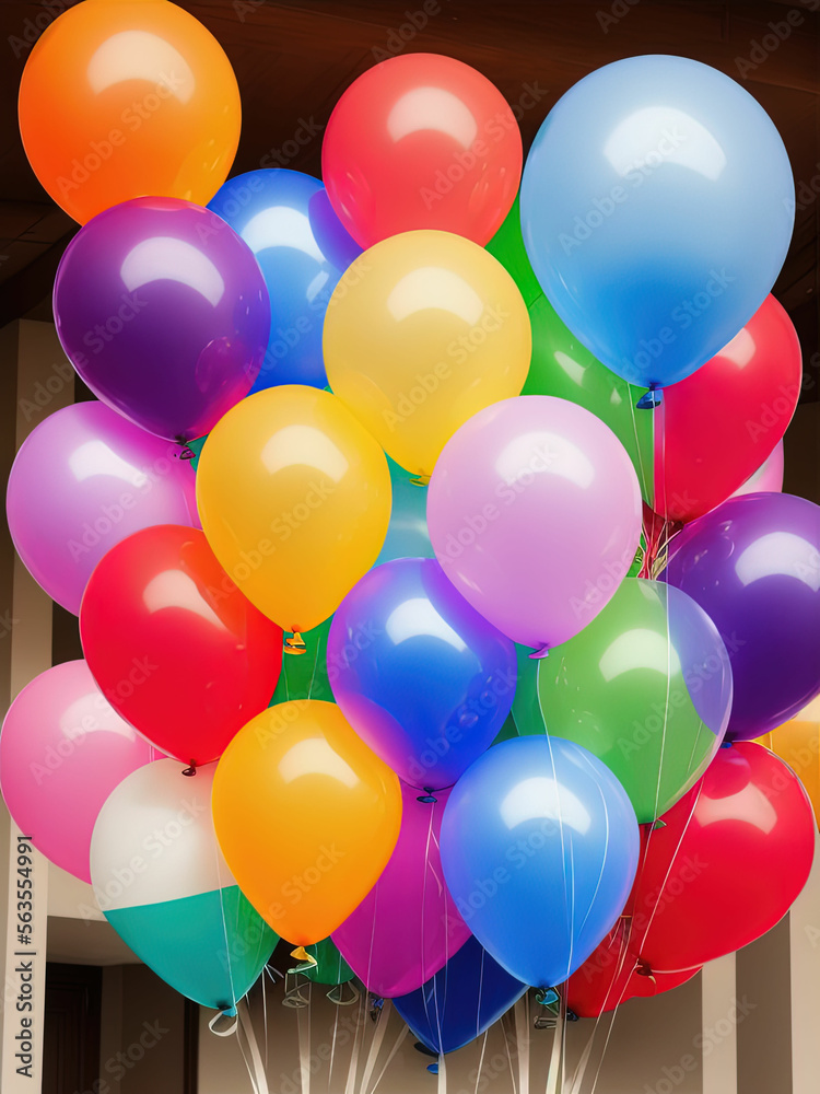 Many colorful balloons. Generative AI Many colorful balloons. Generative AI