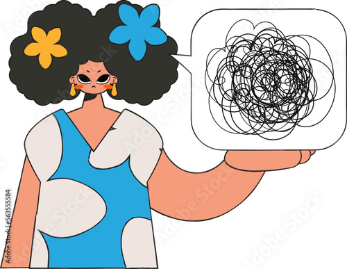 The woman demonstrates that he is trying to unravel his tangled thoughts. A person consumed by a sense of hopelessness and despair.