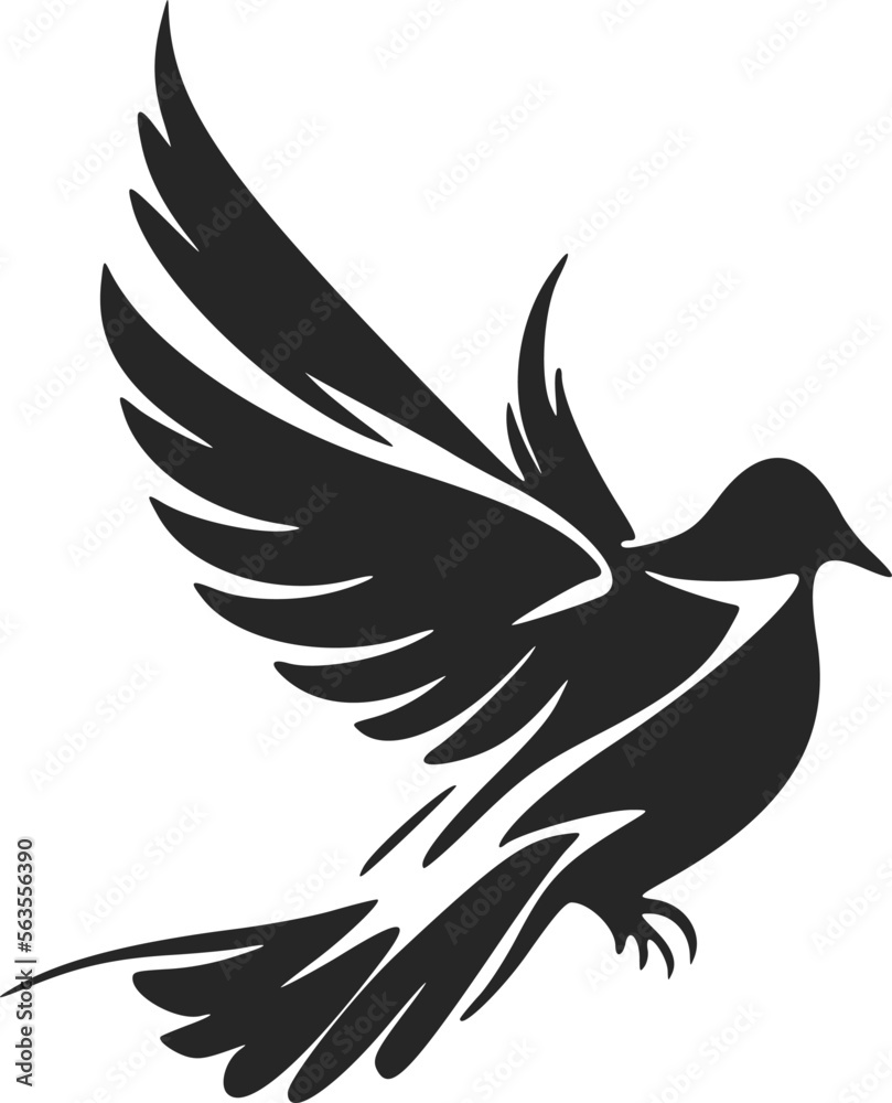 Universal Black and white dove logo. Perfect for a fashion brand or