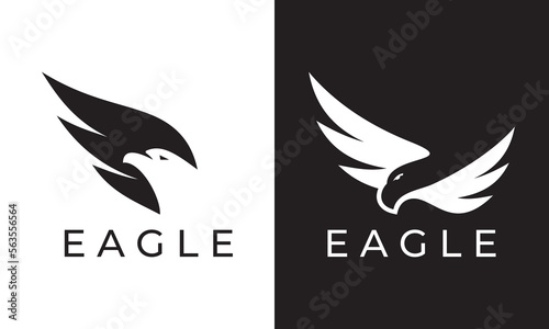 black white eagle logo set with linear style illustration vector design.