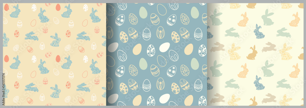 Easter seamless pattern set vector