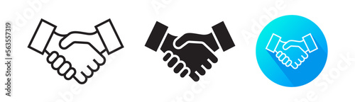Handshake Business Flat Line Colorful Vector Icon Set