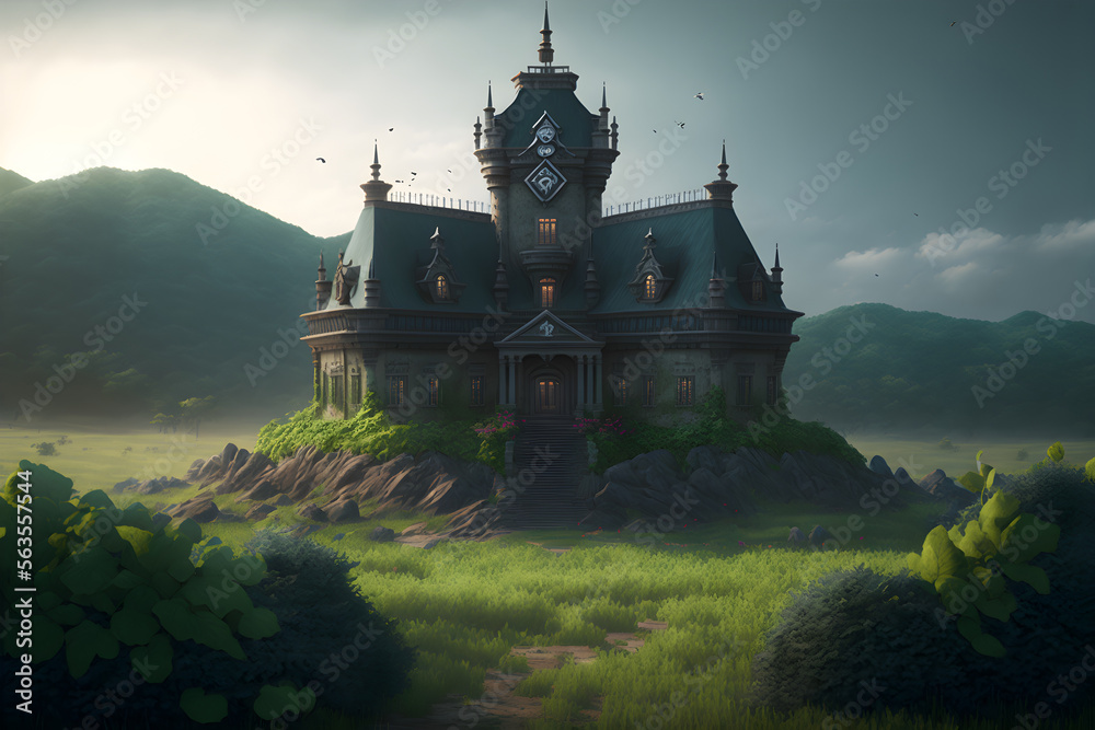 Medieval fantasy castle, South Korean architecture. Generative AI Stock ...