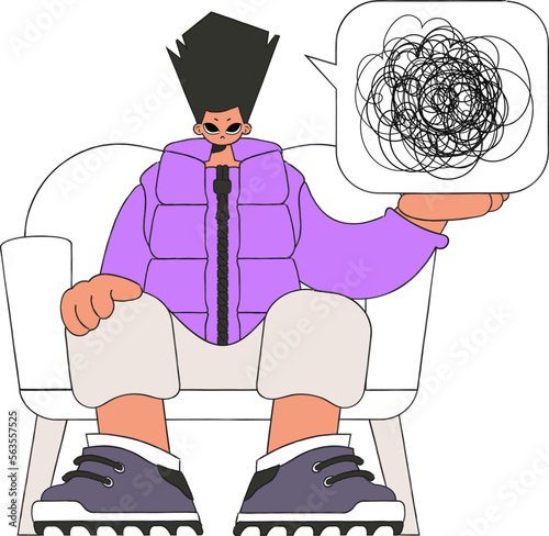 The man shows that he is lost in the depths of his own mind. A person consumed by a sense of hopelessness and despair.