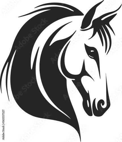 Fototapeta Naklejka Na Ścianę i Meble -  Simple yet powerful Black and white horse logo. Perfect for any company looking for a stylish and professional look.