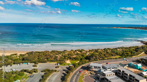 Aerial view of Torquay Beach along the Great Ocean Road, Australia