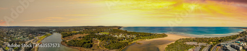 Panoramic aerial view of Torquay Beach along the Great Ocean Road, Australia photo