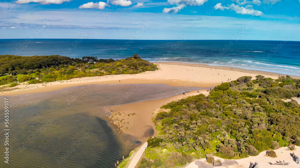 Aerial view of Torquay Beach along the Great Ocean Road, Australia