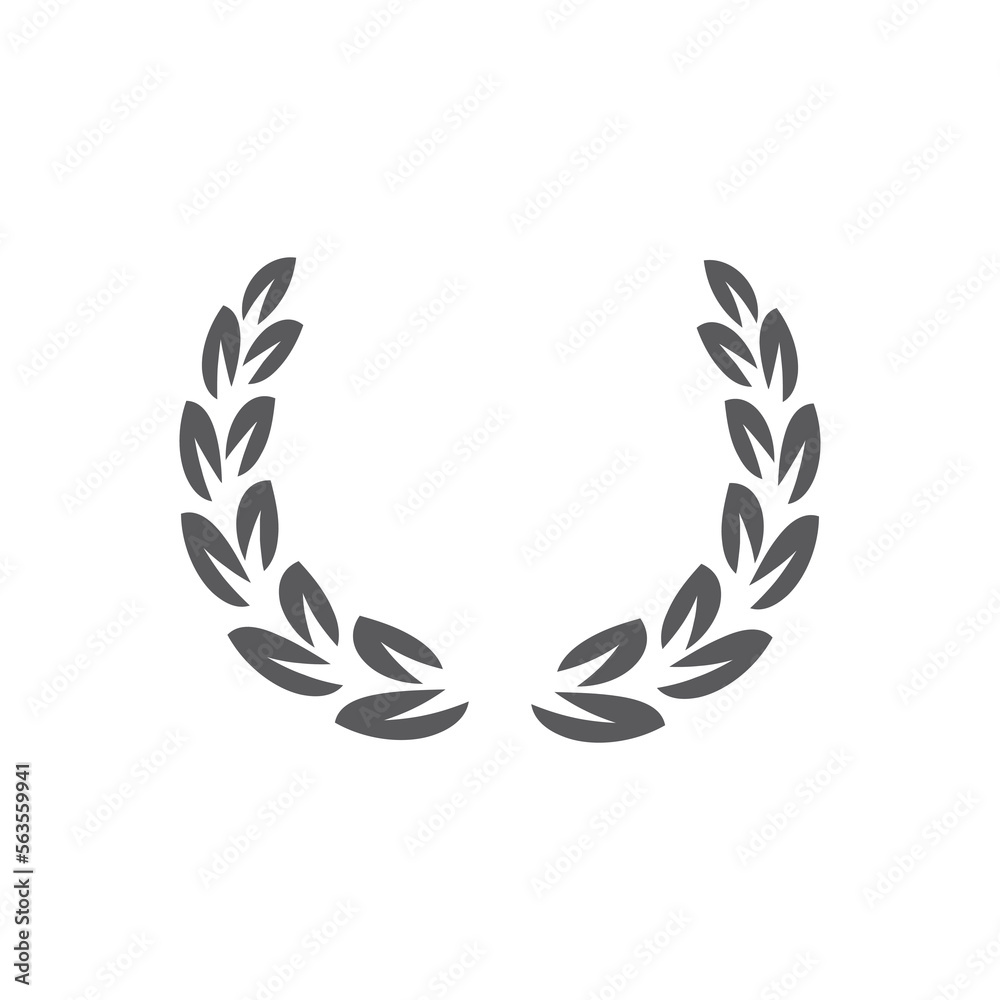 Laurel wreath black vector icon. Frame template with leaves.