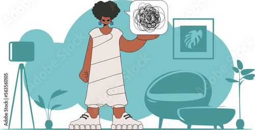A person consumed by a sense of hopelessness and despair. The woman demonstrates that his head is a mess.