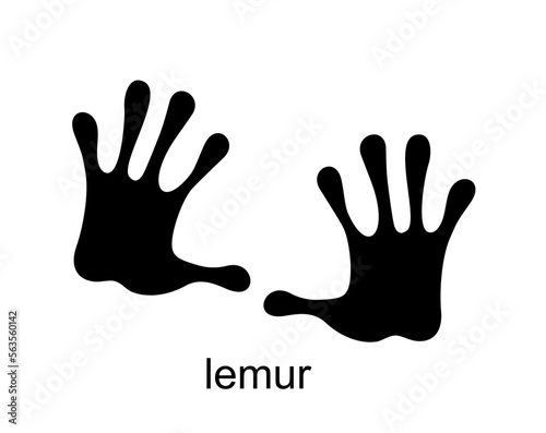 Lemur paw print icon. Lemur footprint steps. Simple illustration of lemur paw print. Vector silhouette illustration isolated on white background