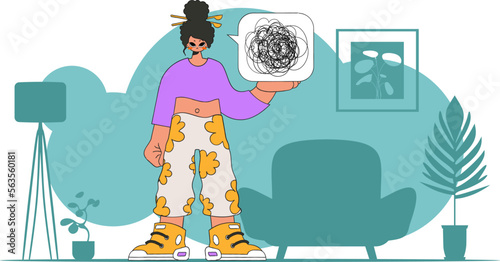 A person consumed by a sense of hopelessness and despair. The girl shows that his thoughts are confused.