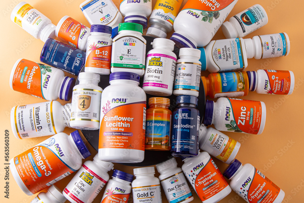 Vitamins, minerals and micronutrients from iHerb box. Lots of different