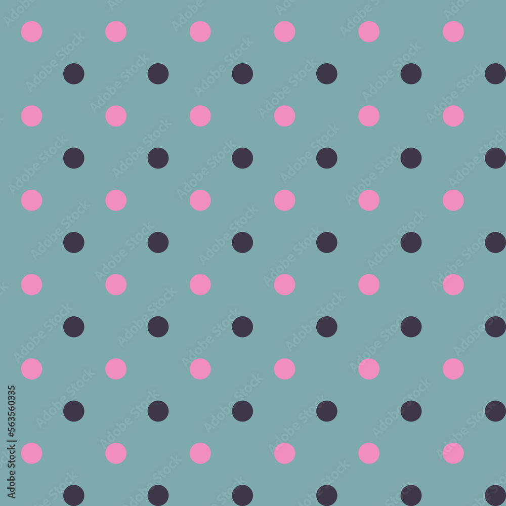 Abstract geometric fabric seamless pattern of small vivid pink and black polka dots on a gray background Abstract geometric fabric seamless pattern of small vivid pink and black polka dots on a gray background