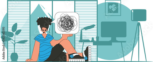 A person consumed by a sense of hopelessness and despair. The man shows that he is trying to unravel his tangled thoughts.