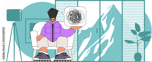 A person consumed by a sense of hopelessness and despair. The man shows that he is trying to understand something.