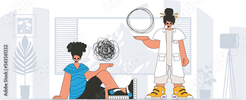 Topic Help A person consumed by a sense of hopelessness and despair. The psychologist unpacks a tangle of thoughts. The patient shows that his thoughts are confused.