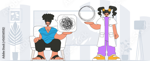 Topic Help A person consumed by a sense of hopelessness and despair. The specialist unpacks the tangle of thoughts. The patient shows that his head is a mess.