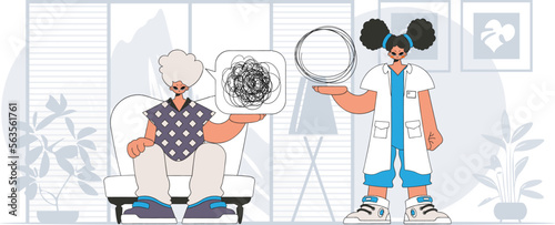 Topic Help A person consumed by a sense of hopelessness and despair. The psychologist doctor unpacks a tangle of thoughts. The patient shows that he is trying to understand something.