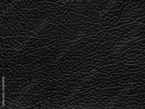 Luxury black leather texture. Background with copy space, top view. Genuine leather pattern in dark tone. Faux eco leather. Backdrop textured effect for design, upholstered furniture, clothing.