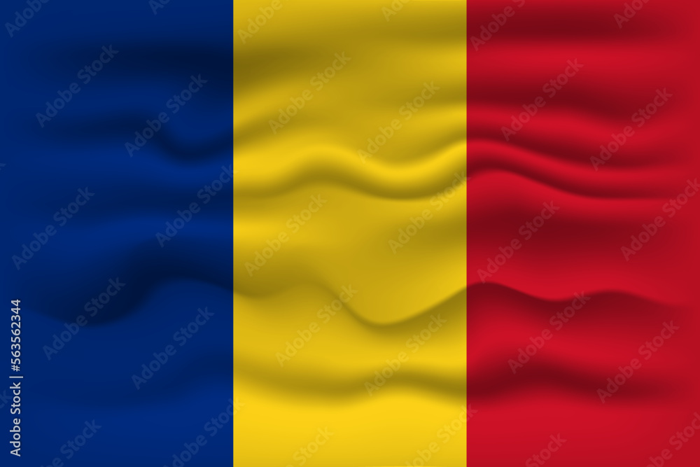 Waving flag of the country Romania. Vector illustration.