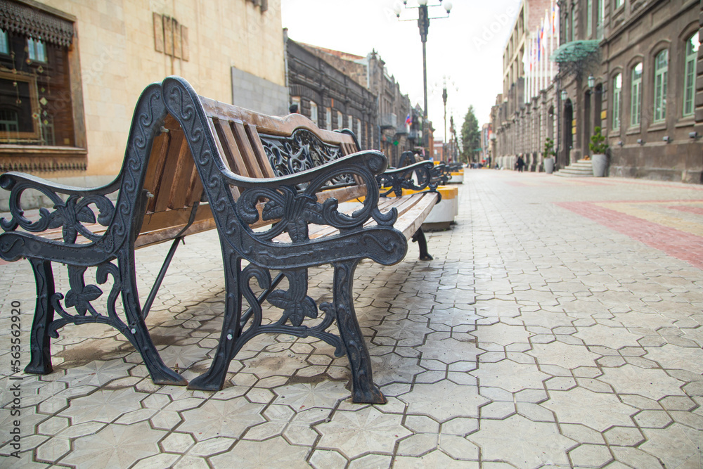 Bench in the city. Gyumri. Armenia