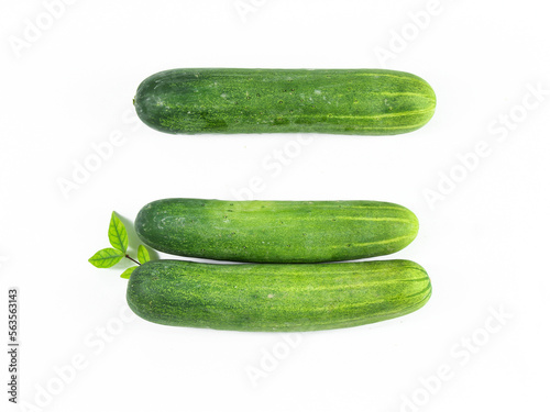 Fresh cucumbers isolated on white background.