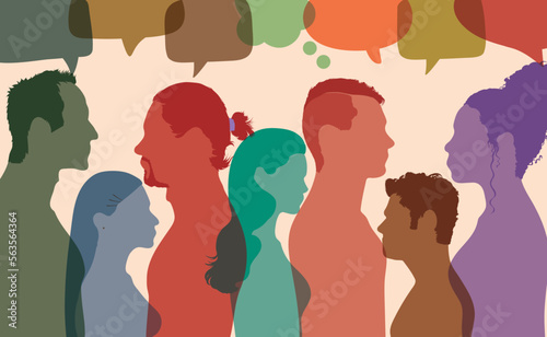 People from diverse backgrounds communicating and sharing ideas and information on social networks. Equal rights for all races and protests. Communication concept. Vector Illustration.