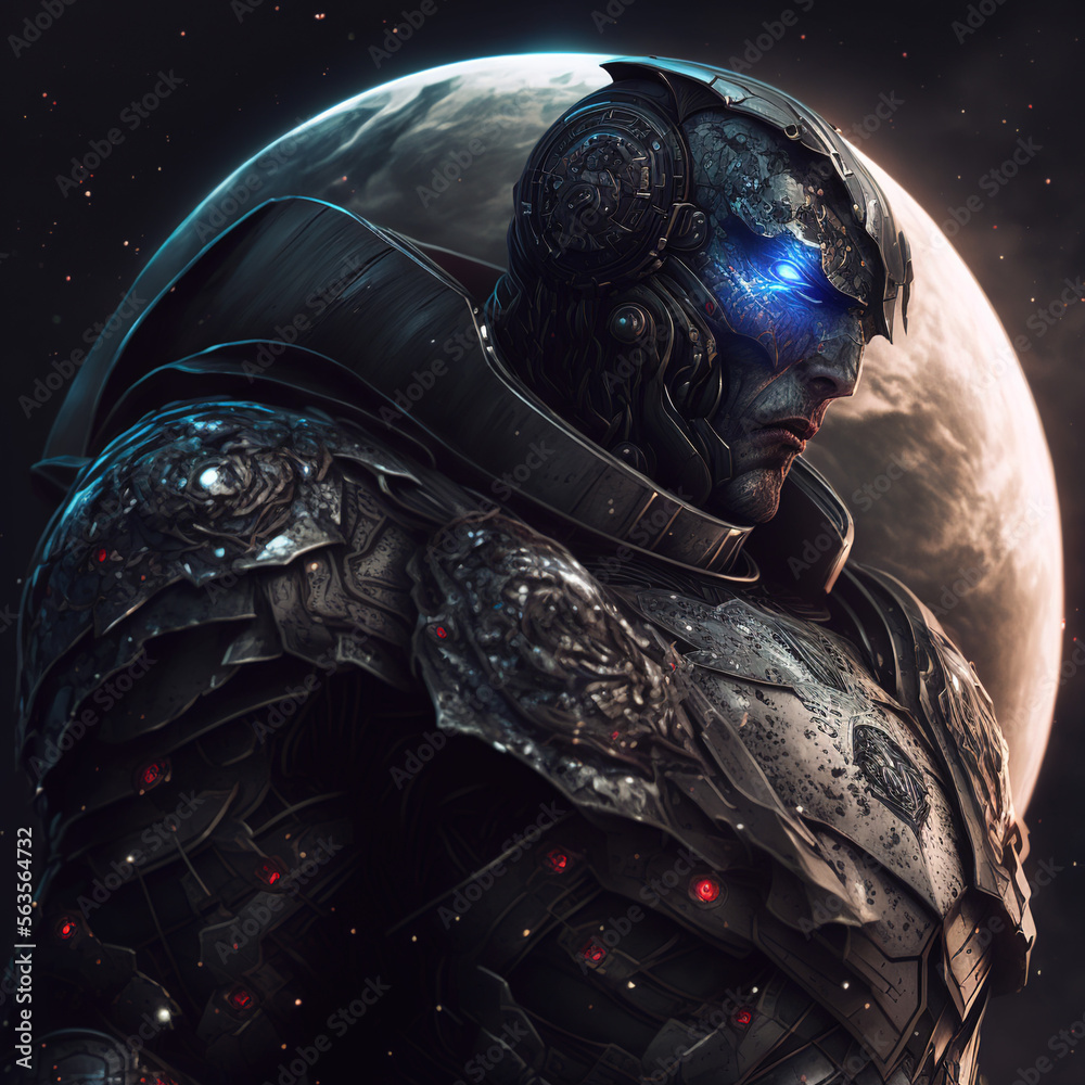 hero in space with armor